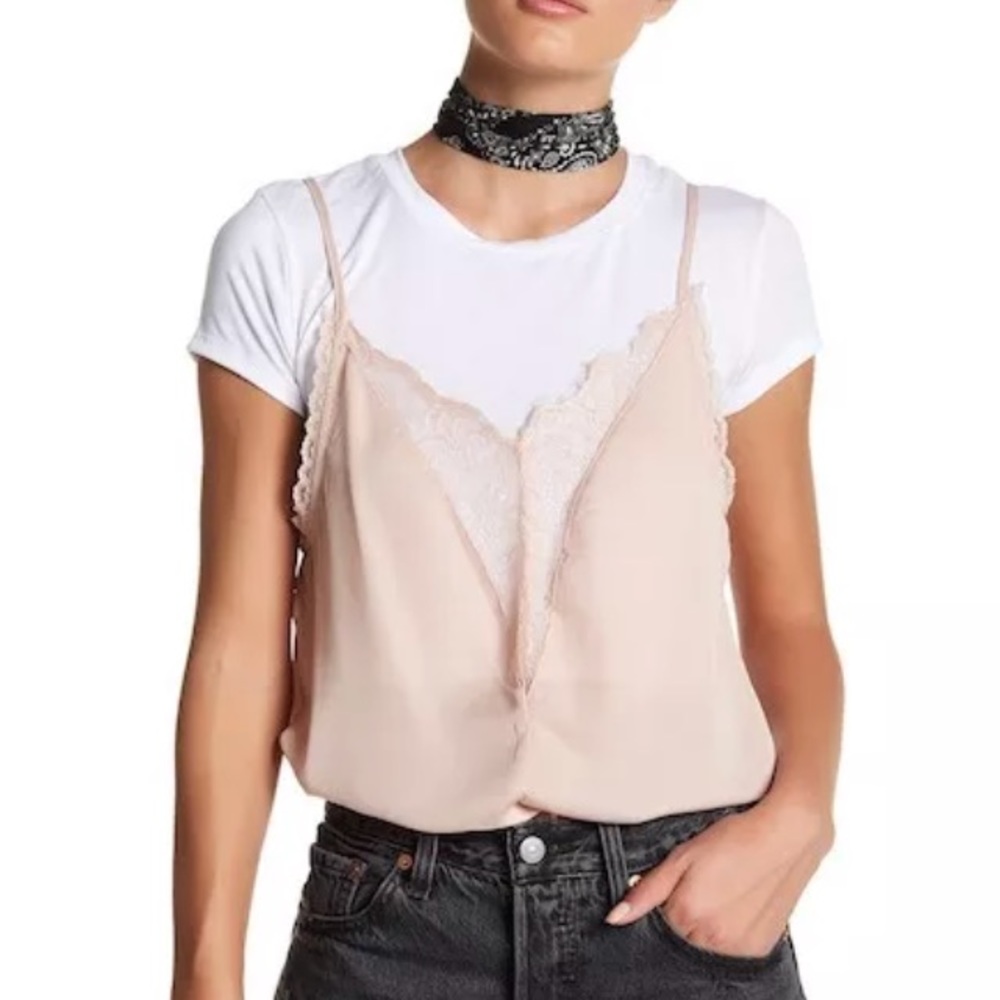 Contemporary Designer Layered Cami Tee Dusty Rose